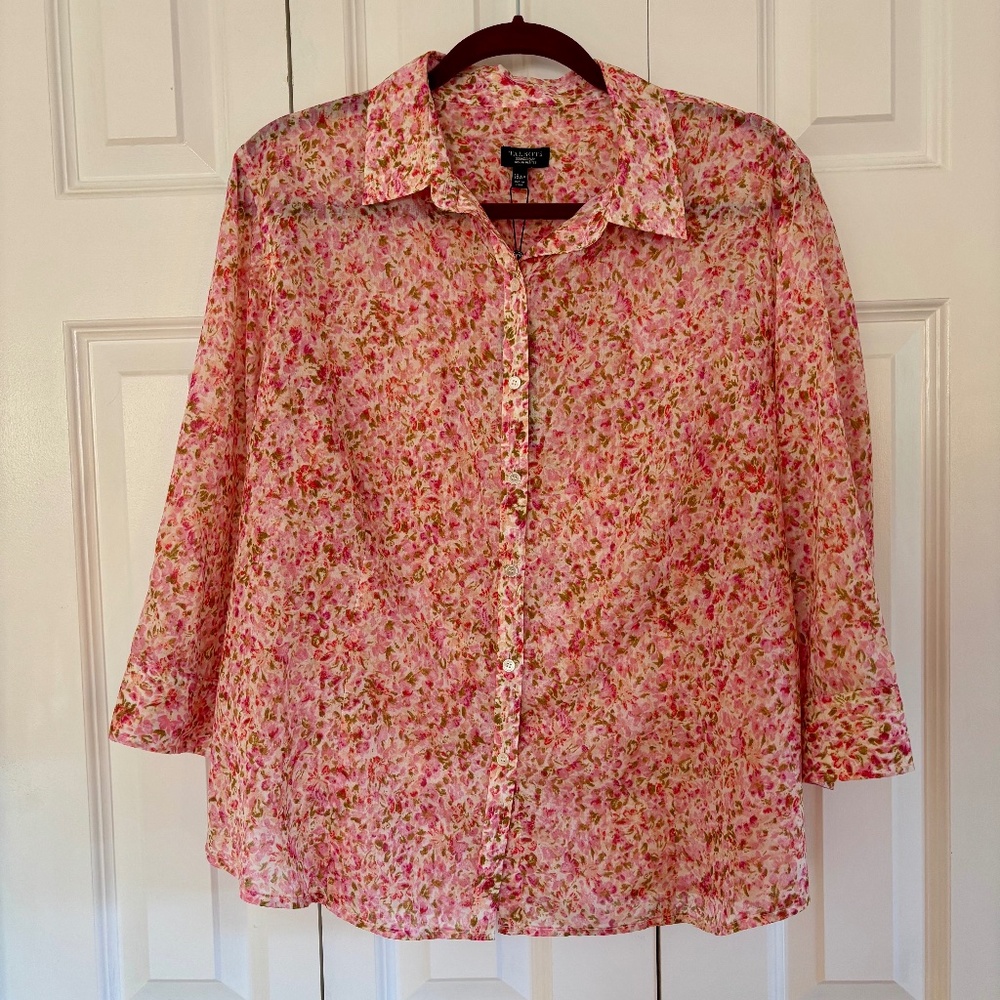 Talbots Liberty like print mini floral print blouse button down BNWT size 18WP